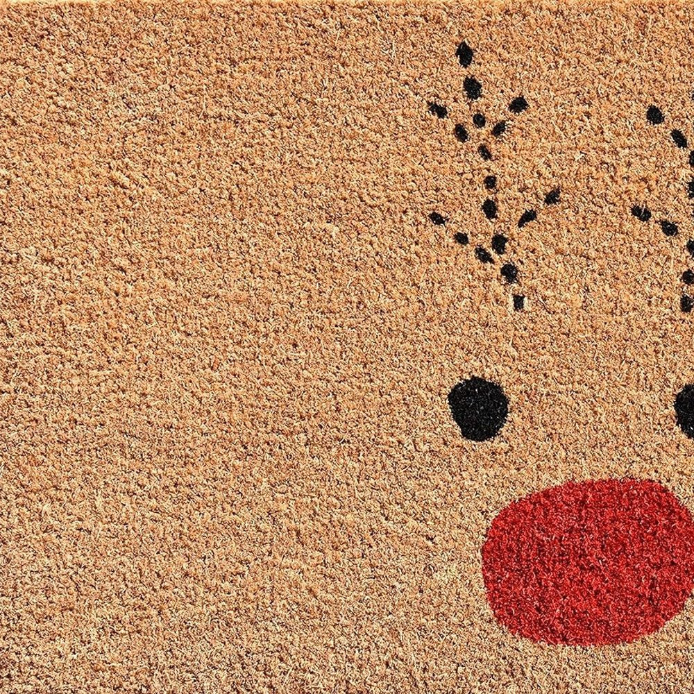 17" X 29" Natural Black and Red Coir Reindeer Outdoor Christmas Door